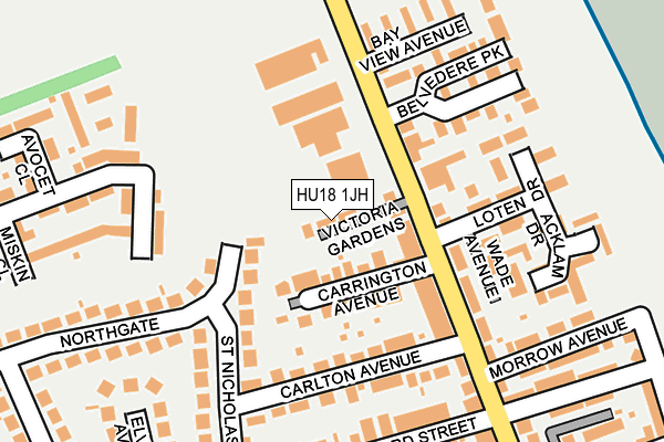 HU18 1JH map - OS OpenMap – Local (Ordnance Survey)