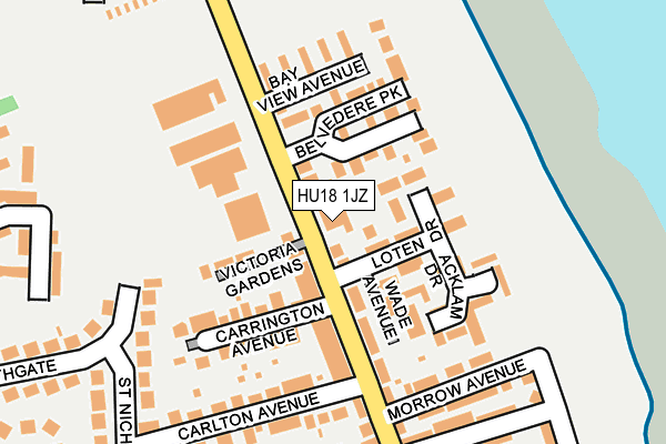HU18 1JZ map - OS OpenMap – Local (Ordnance Survey)