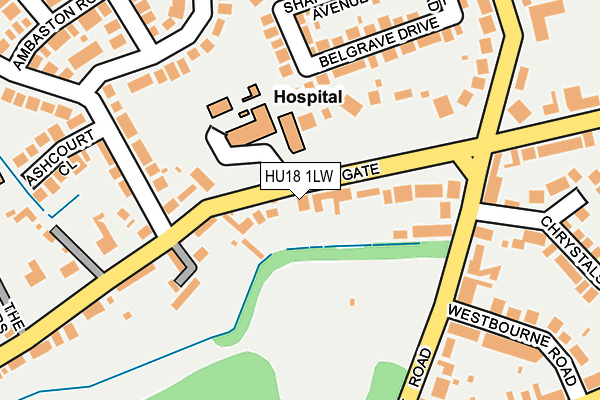 HU18 1LW map - OS OpenMap – Local (Ordnance Survey)