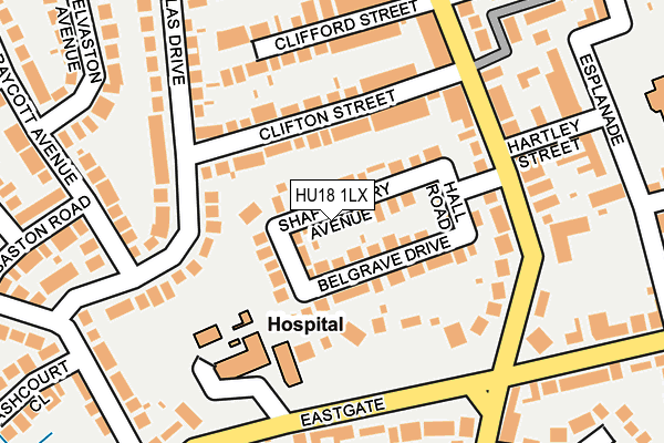 HU18 1LX map - OS OpenMap – Local (Ordnance Survey)