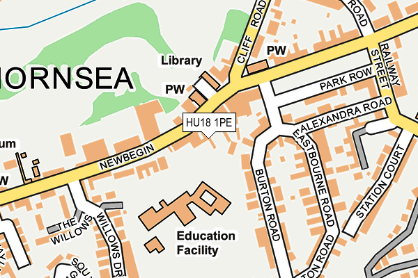 HU18 1PE map - OS OpenMap – Local (Ordnance Survey)