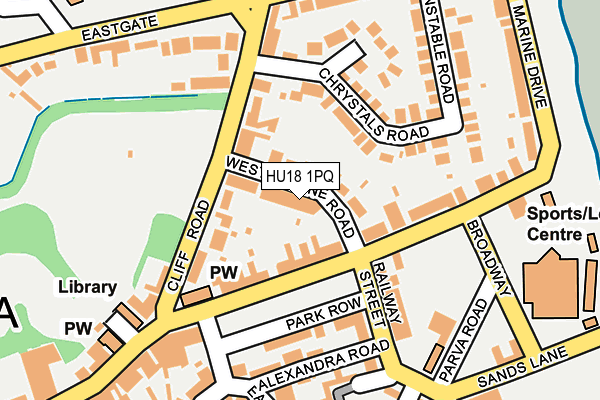 HU18 1PQ map - OS OpenMap – Local (Ordnance Survey)