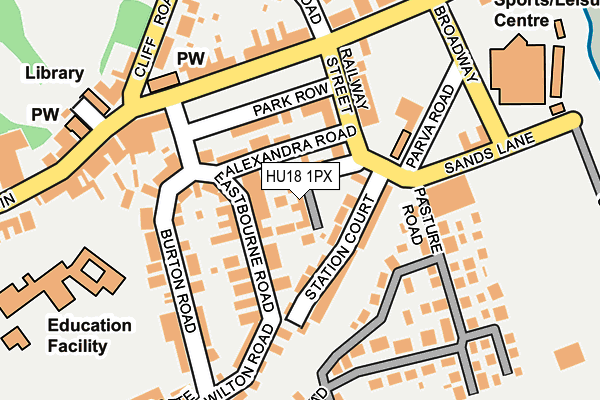 HU18 1PX map - OS OpenMap – Local (Ordnance Survey)