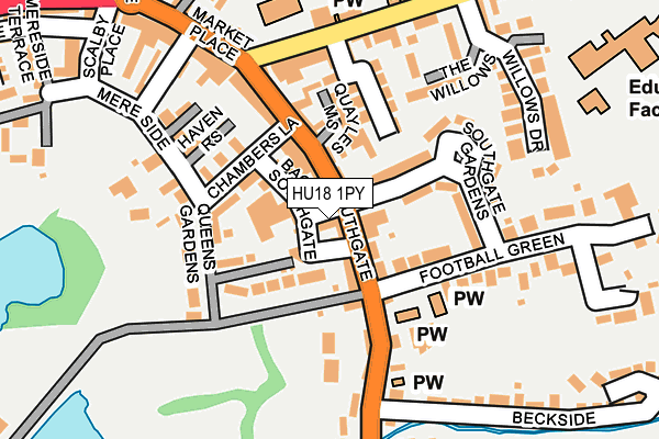 HU18 1PY map - OS OpenMap – Local (Ordnance Survey)