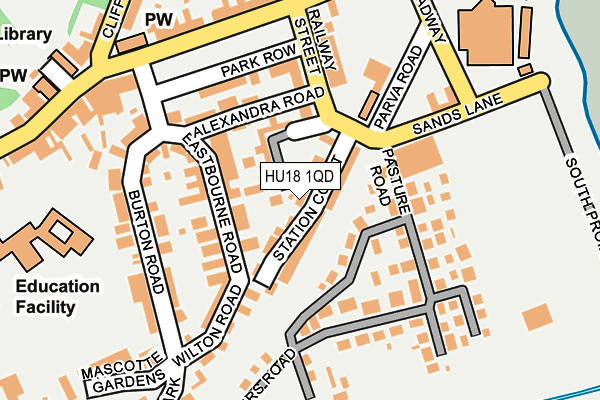HU18 1QD map - OS OpenMap – Local (Ordnance Survey)