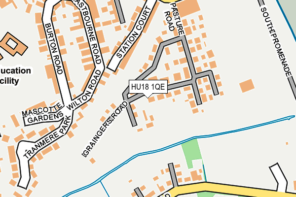 HU18 1QE map - OS OpenMap – Local (Ordnance Survey)