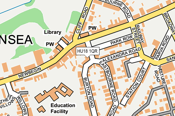 HU18 1QR map - OS OpenMap – Local (Ordnance Survey)
