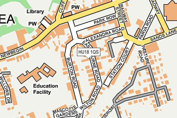 HU18 1QS map - OS OpenMap – Local (Ordnance Survey)