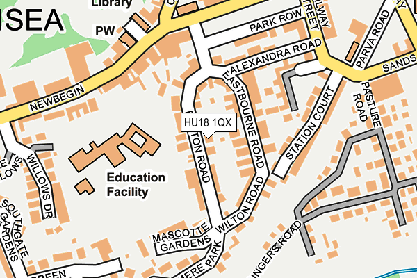 HU18 1QX map - OS OpenMap – Local (Ordnance Survey)