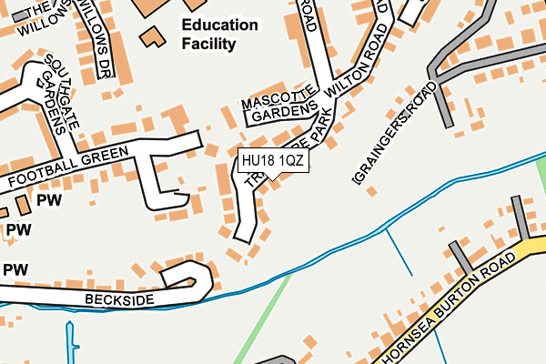 HU18 1QZ map - OS OpenMap – Local (Ordnance Survey)