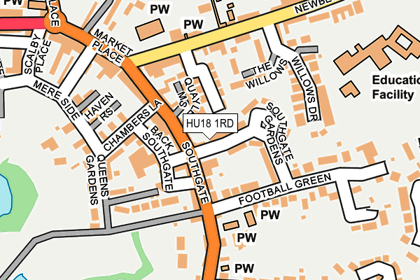 HU18 1RD map - OS OpenMap – Local (Ordnance Survey)