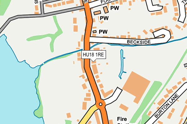 HU18 1RE map - OS OpenMap – Local (Ordnance Survey)