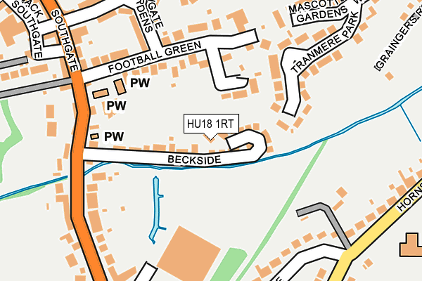 HU18 1RT map - OS OpenMap – Local (Ordnance Survey)