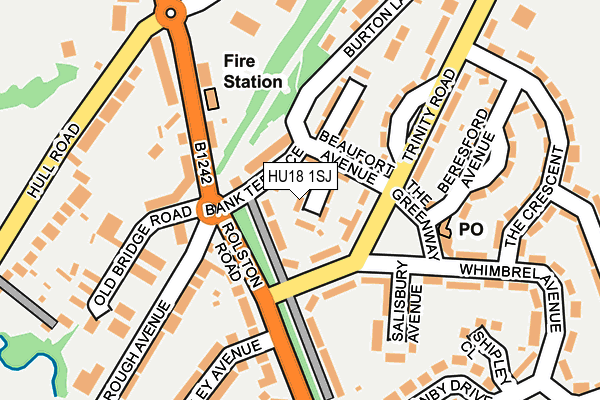 HU18 1SJ map - OS OpenMap – Local (Ordnance Survey)