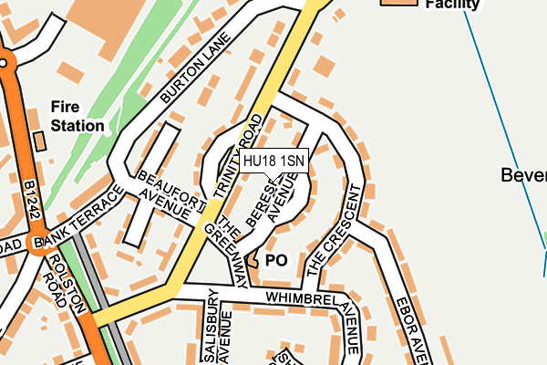 HU18 1SN map - OS OpenMap – Local (Ordnance Survey)