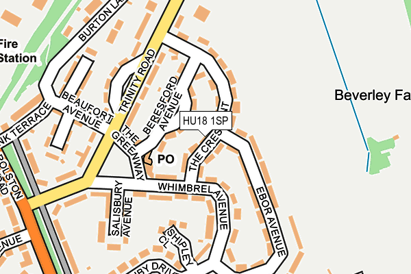 HU18 1SP map - OS OpenMap – Local (Ordnance Survey)
