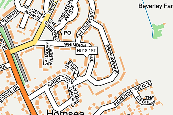 HU18 1ST map - OS OpenMap – Local (Ordnance Survey)