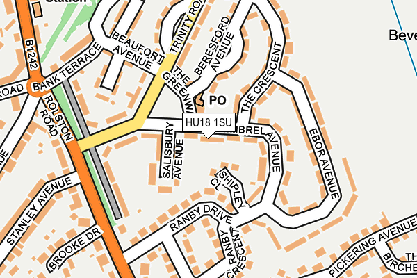HU18 1SU map - OS OpenMap – Local (Ordnance Survey)