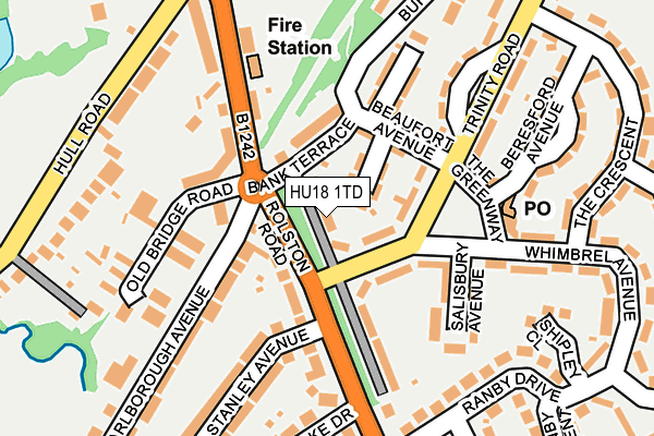 HU18 1TD map - OS OpenMap – Local (Ordnance Survey)