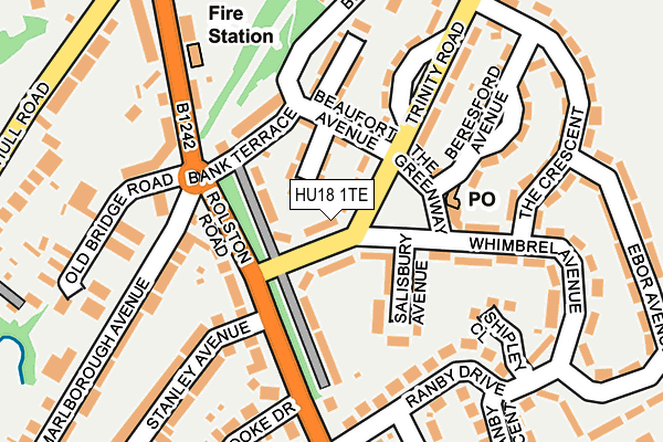 HU18 1TE map - OS OpenMap – Local (Ordnance Survey)