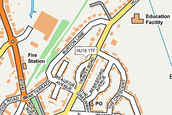 HU18 1TF map - OS OpenMap – Local (Ordnance Survey)
