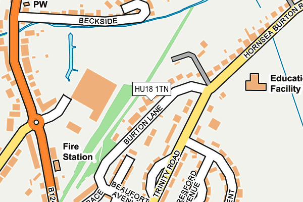 HU18 1TN map - OS OpenMap – Local (Ordnance Survey)