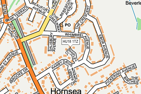HU18 1TZ map - OS OpenMap – Local (Ordnance Survey)