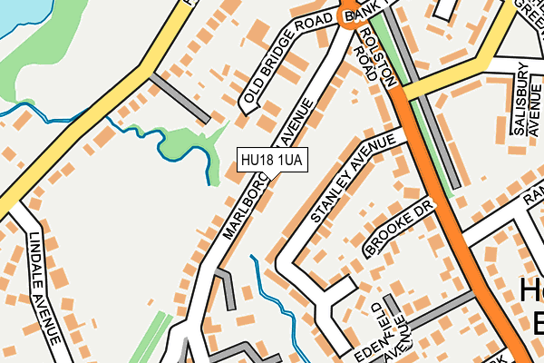 HU18 1UA map - OS OpenMap – Local (Ordnance Survey)