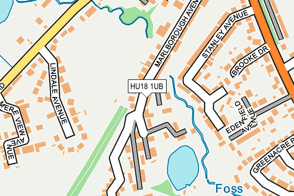 HU18 1UB map - OS OpenMap – Local (Ordnance Survey)