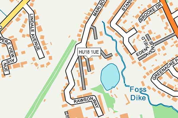 HU18 1UE map - OS OpenMap – Local (Ordnance Survey)