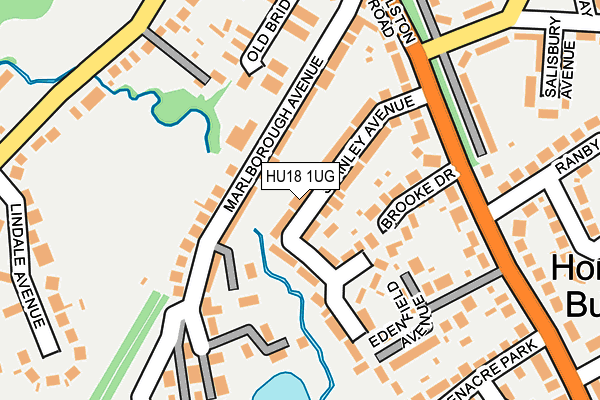 HU18 1UG map - OS OpenMap – Local (Ordnance Survey)