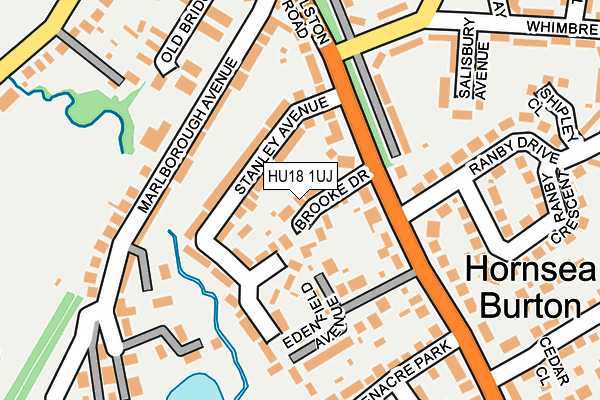HU18 1UJ map - OS OpenMap – Local (Ordnance Survey)