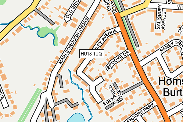 HU18 1UQ map - OS OpenMap – Local (Ordnance Survey)