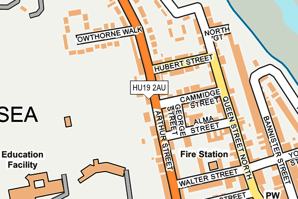 HU19 2AU map - OS OpenMap – Local (Ordnance Survey)