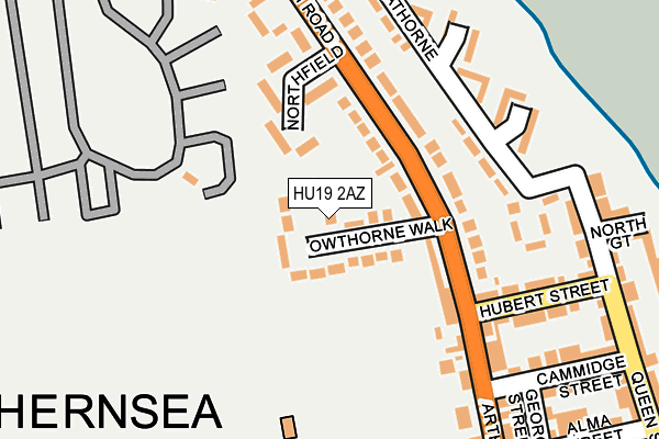 HU19 2AZ map - OS OpenMap – Local (Ordnance Survey)