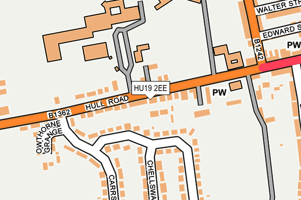 HU19 2EE map - OS OpenMap – Local (Ordnance Survey)