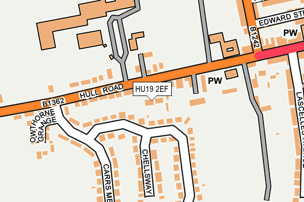 HU19 2EF map - OS OpenMap – Local (Ordnance Survey)