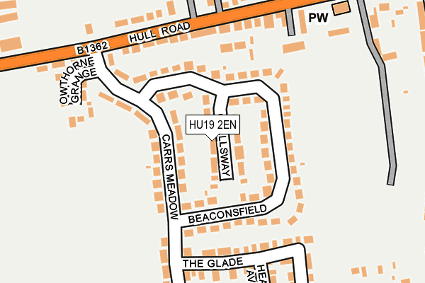 HU19 2EN map - OS OpenMap – Local (Ordnance Survey)