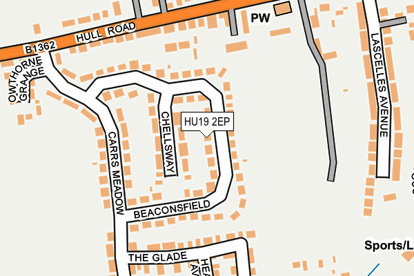 HU19 2EP map - OS OpenMap – Local (Ordnance Survey)