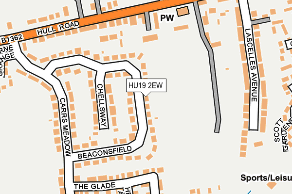 HU19 2EW map - OS OpenMap – Local (Ordnance Survey)