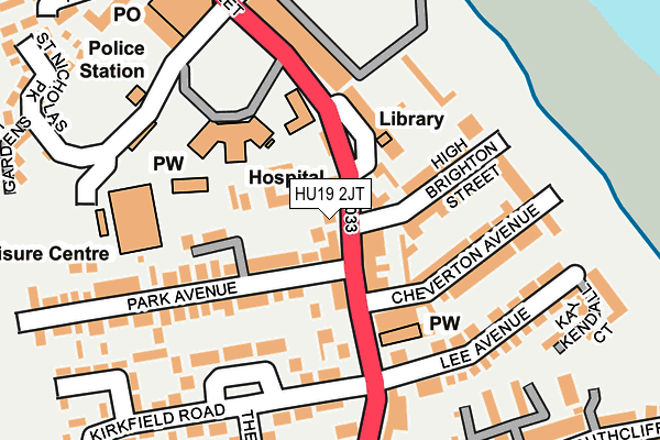 HU19 2JT map - OS OpenMap – Local (Ordnance Survey)