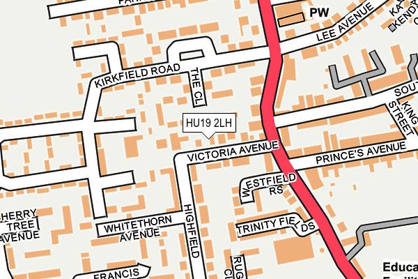 HU19 2LH map - OS OpenMap – Local (Ordnance Survey)
