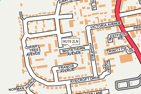 HU19 2LN map - OS OpenMap – Local (Ordnance Survey)