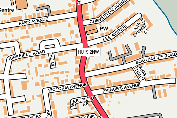 HU19 2NW map - OS OpenMap – Local (Ordnance Survey)