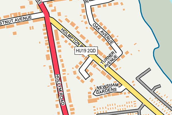 HU19 2QD map - OS OpenMap – Local (Ordnance Survey)