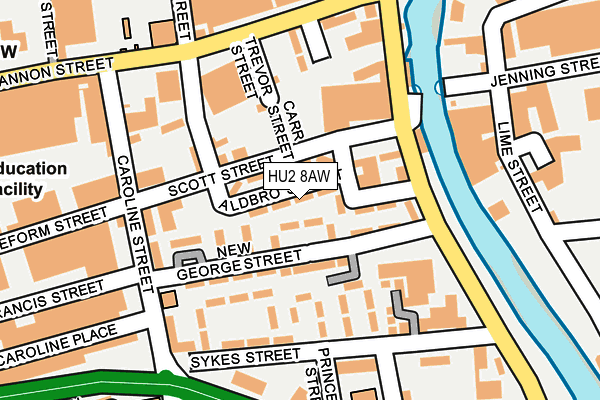 HU2 8AW map - OS OpenMap – Local (Ordnance Survey)