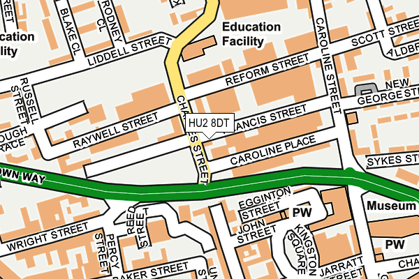 HU2 8DT map - OS OpenMap – Local (Ordnance Survey)