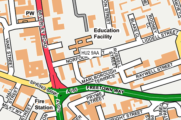 HU2 9AA map - OS OpenMap – Local (Ordnance Survey)