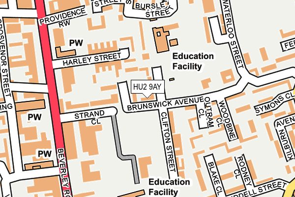 HU2 9AY map - OS OpenMap – Local (Ordnance Survey)