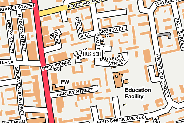 HU2 9BH map - OS OpenMap – Local (Ordnance Survey)